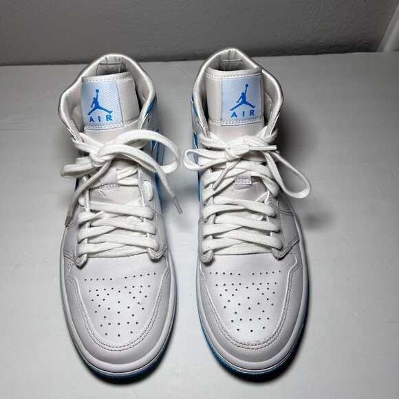Air Jordan 1 Women Size 8.5 Mid UNC Sneakers White Blue BQ6472-114 - Picture 3 of 11